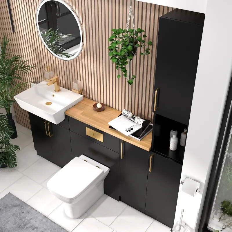 oliver matt black 1800 vanity and wc toilet pack