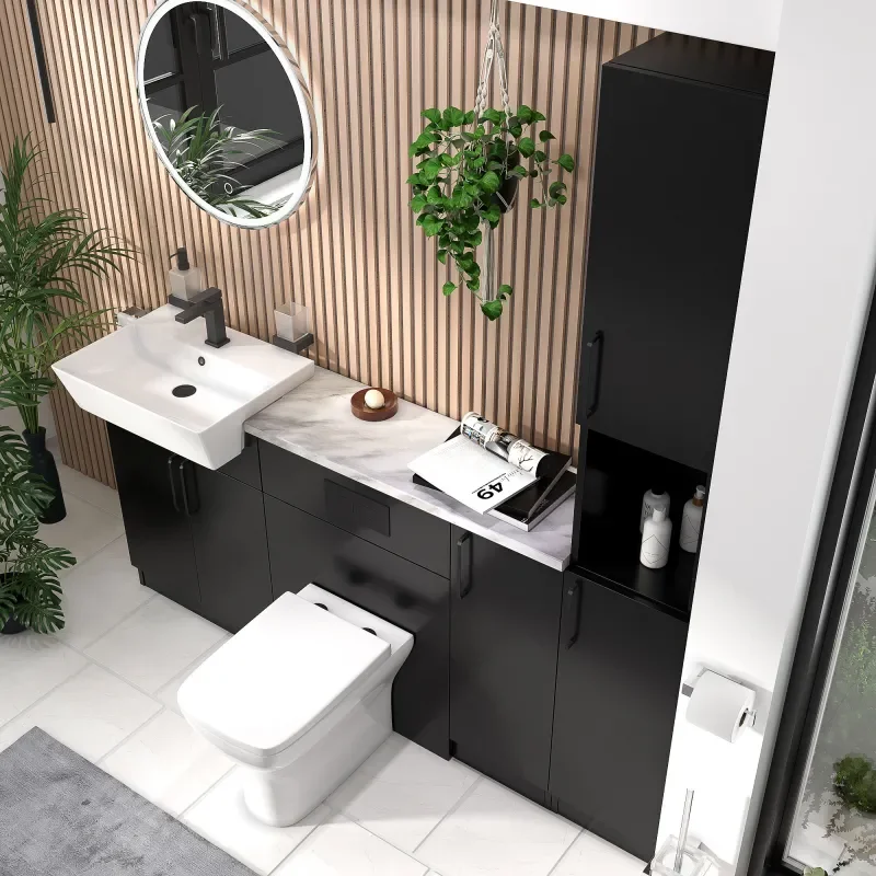 oliver matt black 1800 vanity and wc toilet pack