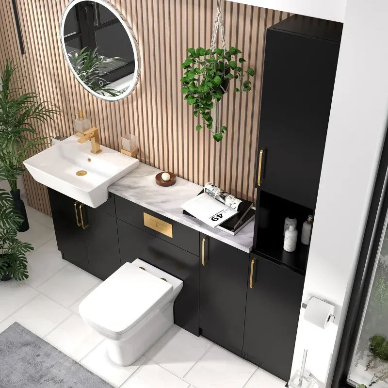 oliver matt black 1800 vanity and wc toilet pack