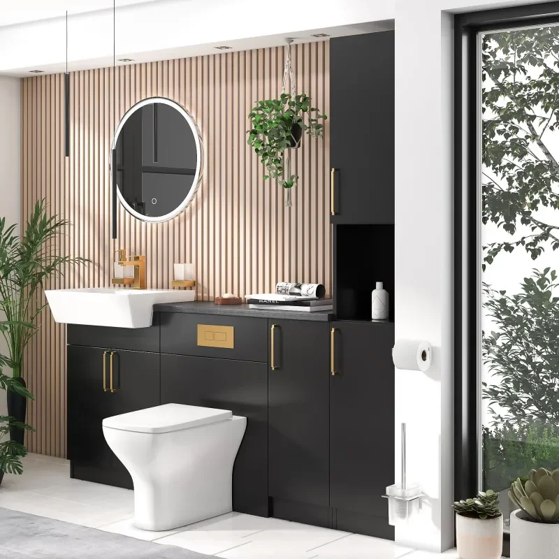 oliver matt black 1800 vanity and wc toilet pack