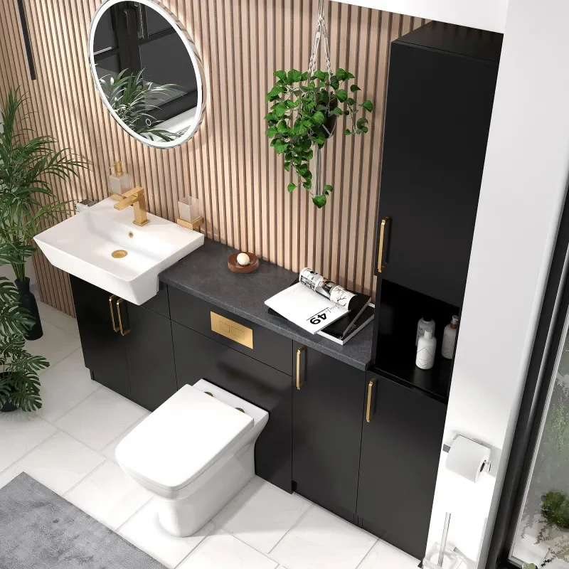 oliver matt black 1800 vanity and wc toilet pack