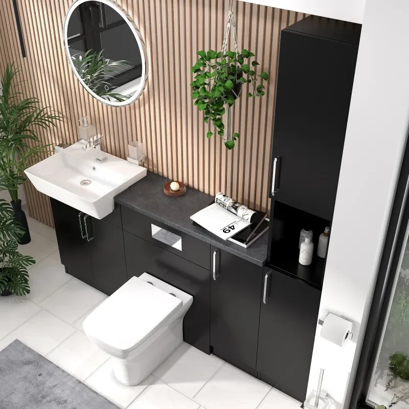 oliver matt black 1800 vanity and wc toilet pack