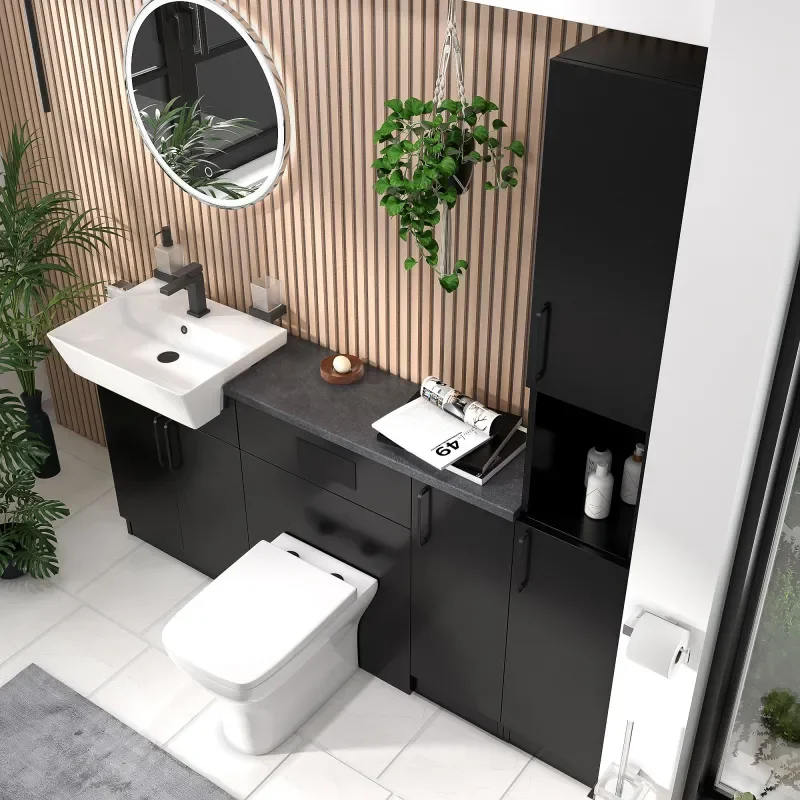 oliver matt black 1800 vanity and wc toilet pack