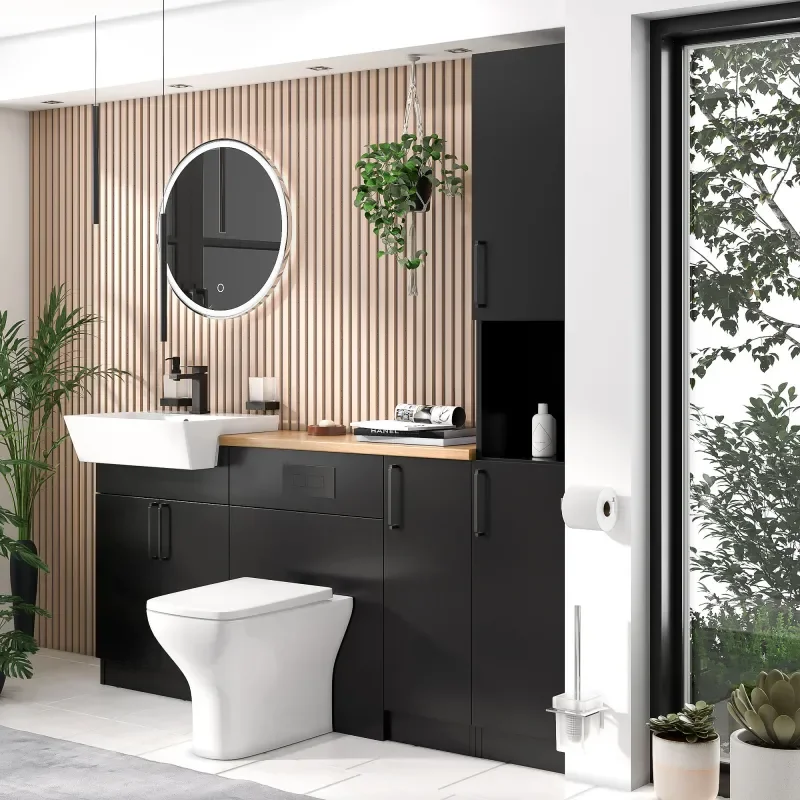 oliver matt black 1800 vanity and wc toilet pack