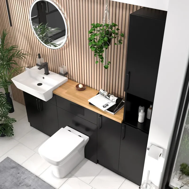 oliver matt black 1800 vanity and wc toilet pack