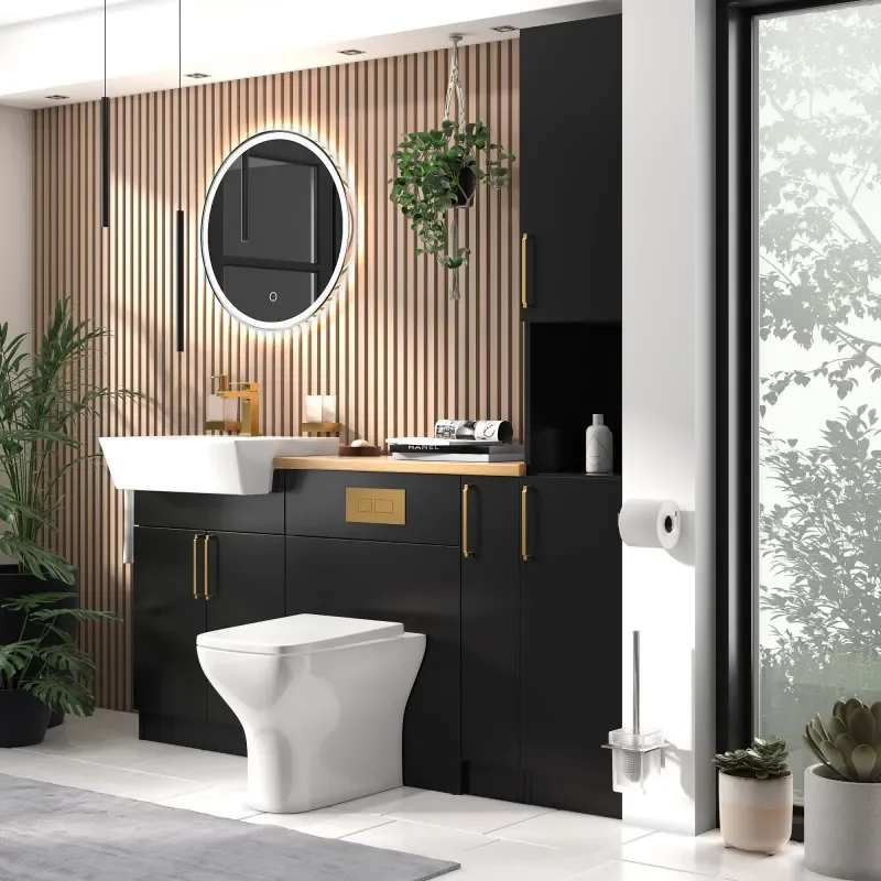 oliver 1700 matt black vanity toilet tallboy package
