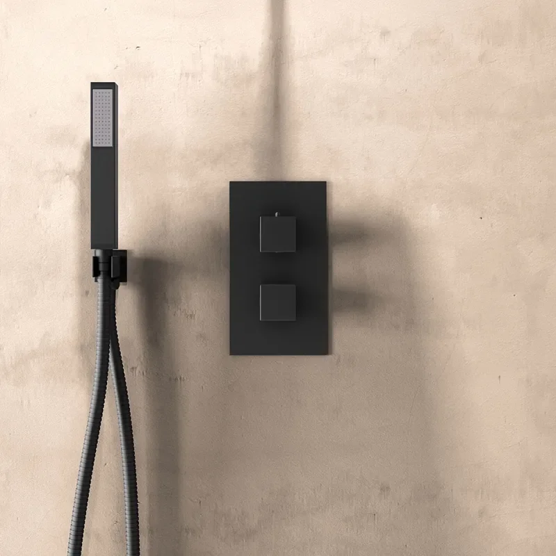 Ribble Square Chrome Shower Handset Kit with Bracket