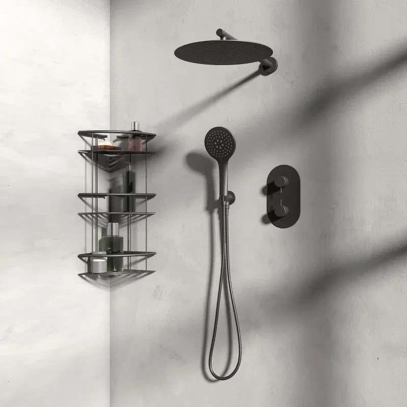 Tweed 2 Outlet Wall Shower Set Head Handset Bracket