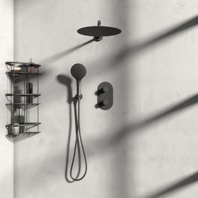 Tweed 2 Outlet Wall Shower Set Head Handset Bracket