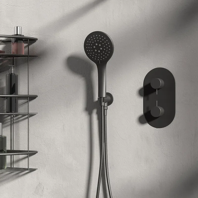 Tweed Round Modern Wall Shower Handset with Hose