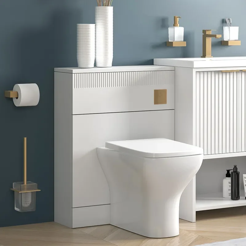 Jasmine White Back-to-wall Toilet Unit with Optional Flush Button and Toilet Pan