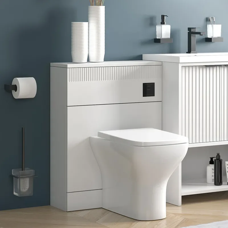 Jasmine White Back-to-wall Toilet Unit with Optional Flush Button and Toilet Pan