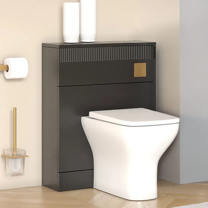 jasmine black 1000mm vanity unit with gold handles, btw toilet unit and 1700 & 1800mm bath