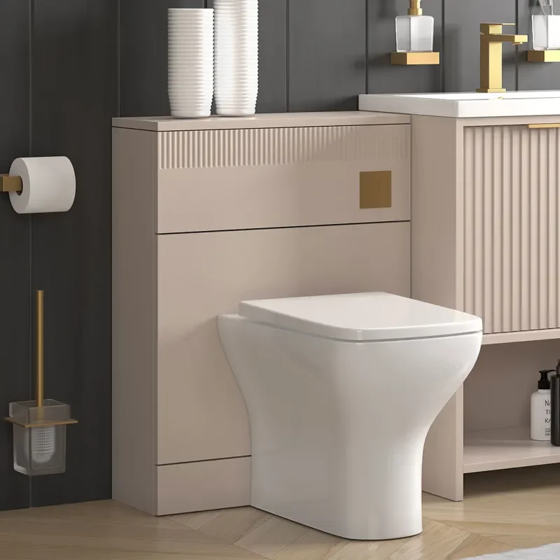 jasmine cashmere 1000mm vanity unit with gold handles, btw toilet unit and 1700 & 1800mm bath