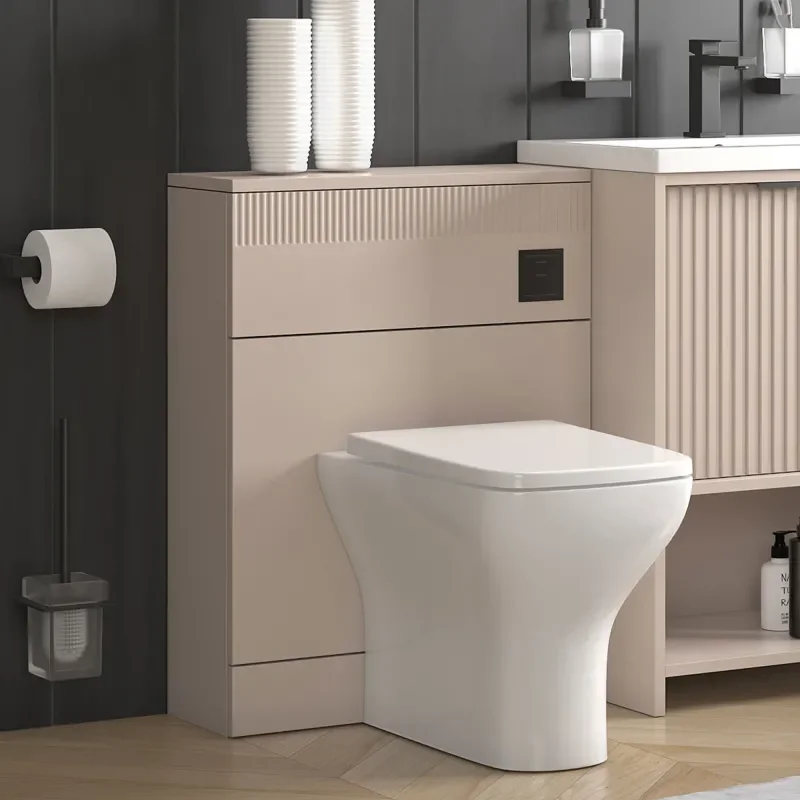 jasmine cashmere 1000mm vanity unit with black handles, btw toilet unit and 1700 & 1800mm bath