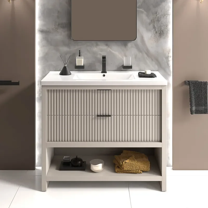jasmine cashmere 1000mm vanity unit with black handles, btw toilet unit and 1700 & 1800mm bath