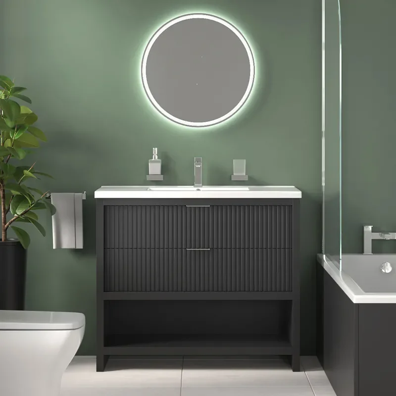 jasmine recessed shower suite with black 1000mm vanity unit wc toilet unit chrome