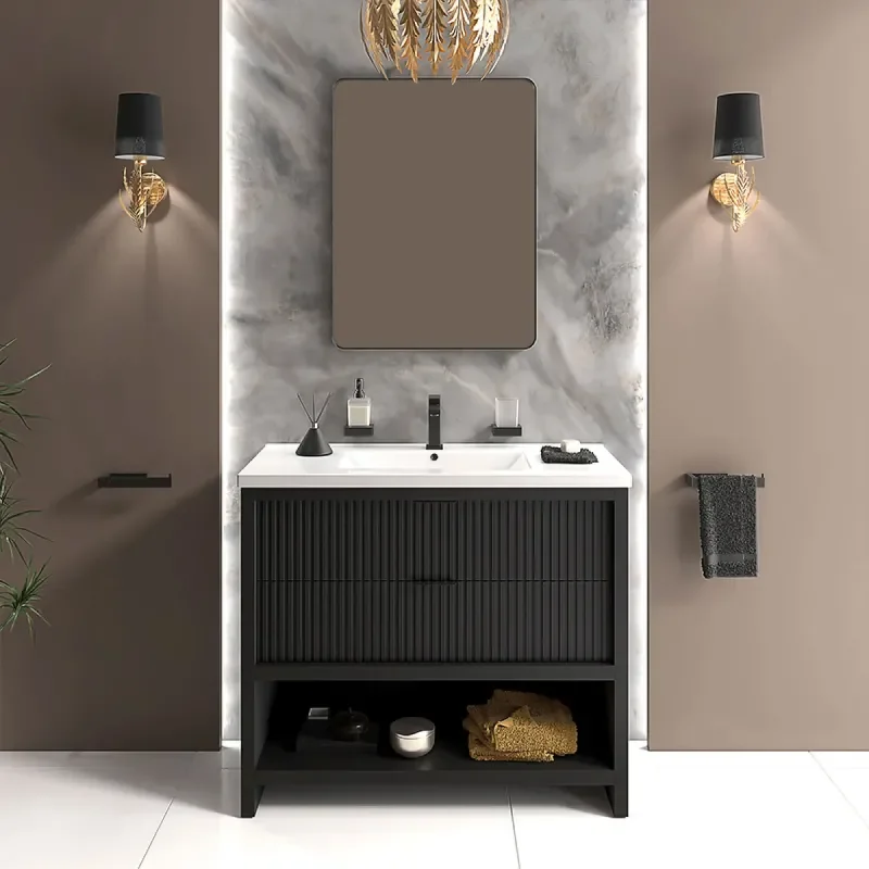 jasmine recessed shower suite with black 1000mm vanity unit wc toilet unit black