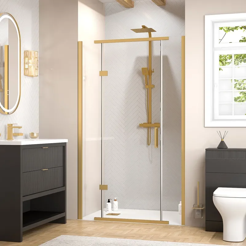 jasmine recessed shower suite with black 1000mm vanity unit wc toilet unit gold