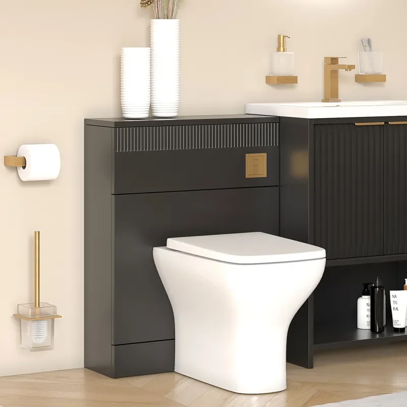jasmine recessed shower suite with black 1000mm vanity unit wc toilet unit gold