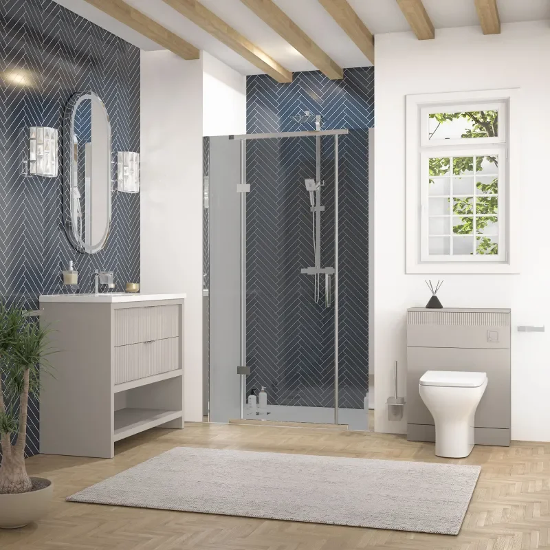 jasmine recessed shower suite with cashmere 1000mm vanity unit wc toilet unit chrome
