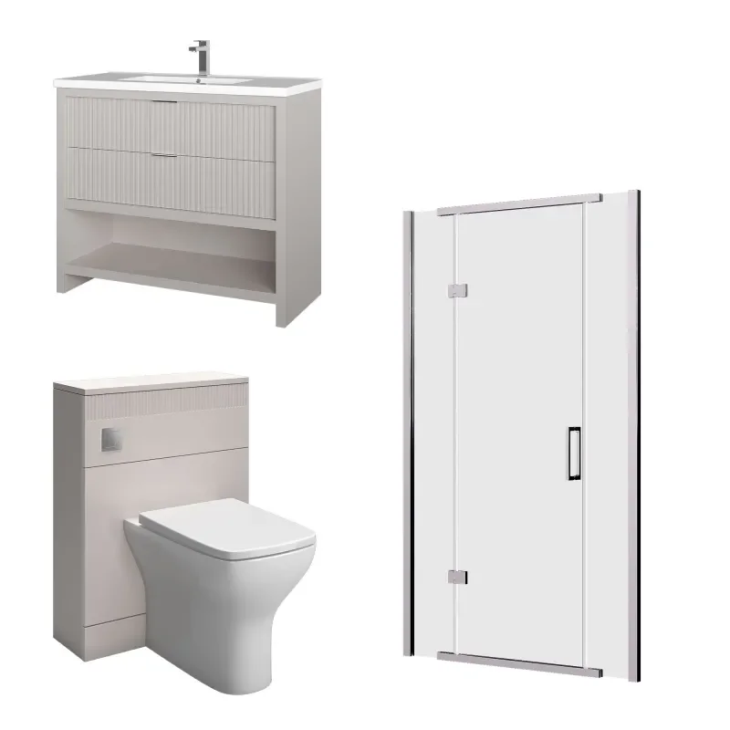 jasmine recessed shower suite with cashmere 1000mm vanity unit wc toilet unit chrome