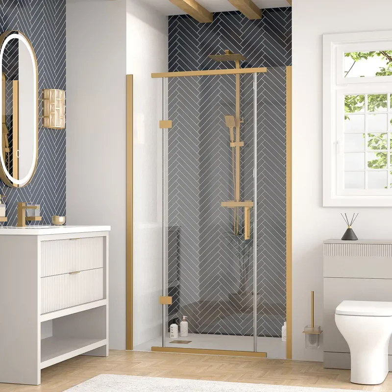 jasmine recessed shower suite with cashmere 1000mm vanity unit wc toilet unit gold