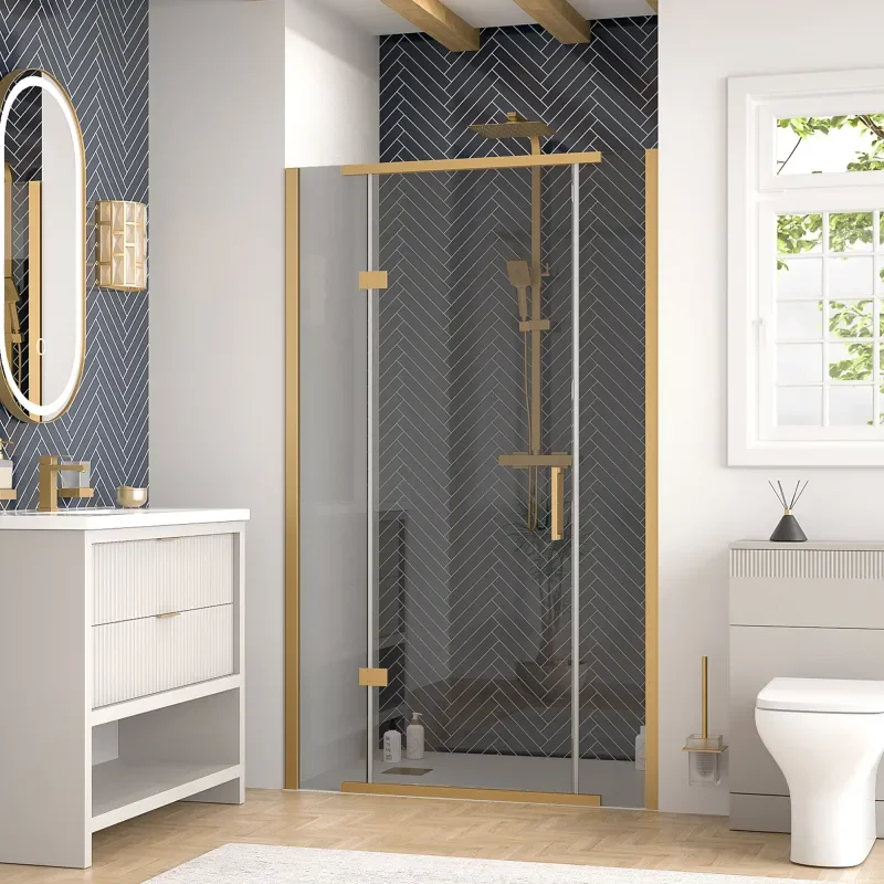 jasmine recessed shower suite with cashmere 1000mm vanity unit wc toilet unit gold