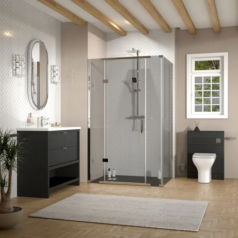 jasmine corner shower suite with black 1000mm vanity unit wc toilet unit chrome