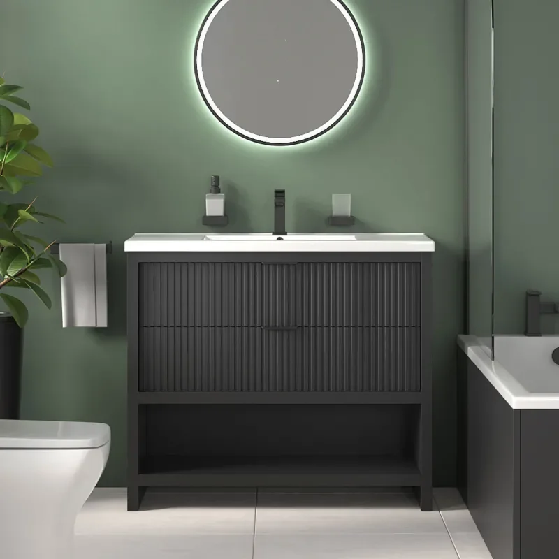 jasmine corner shower suite with black 1000mm vanity unit wc toilet unit black