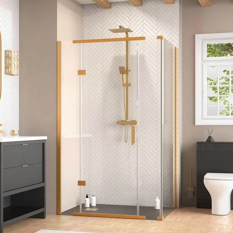jasmine corner shower suite with black 1000mm vanity unit wc toilet unit gold