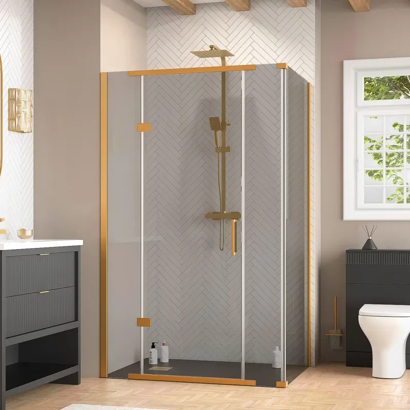 jasmine corner shower suite with black 1000mm vanity unit wc toilet unit gold