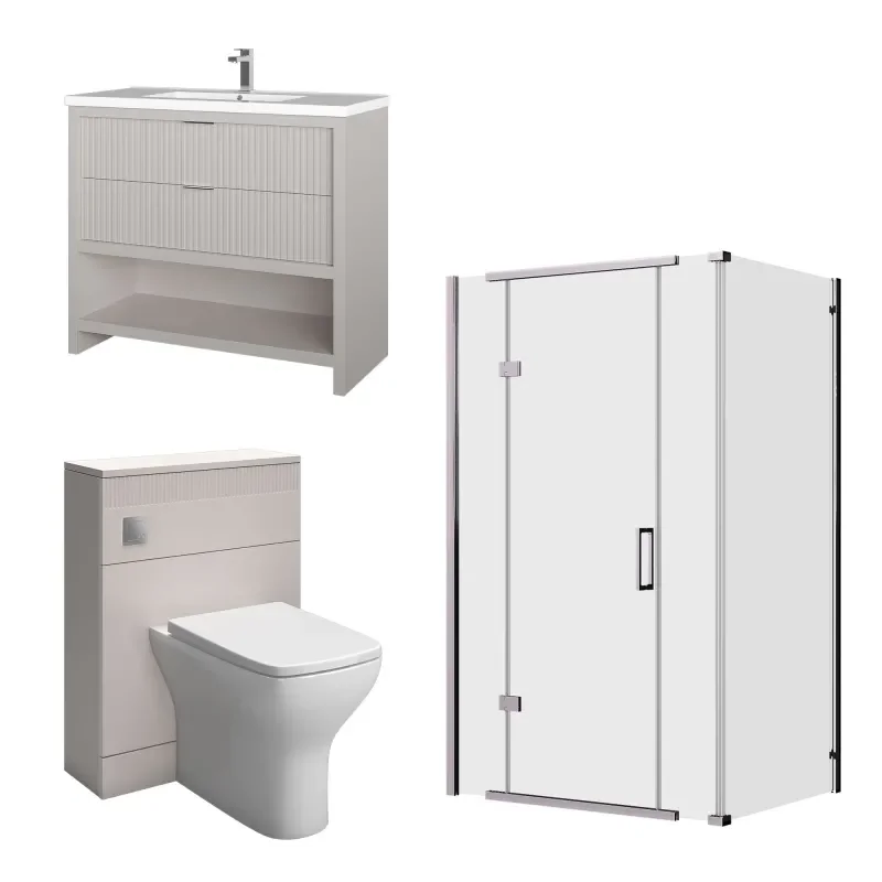 jasmine corner shower suite with cashmere 1000mm vanity unit wc toilet unit chrome