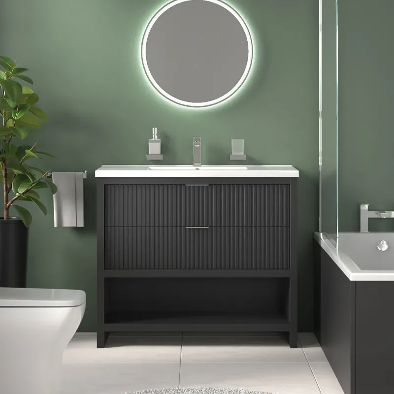 jasmine 3 sided shower suite with black 1000mm vanity unit wc toilet unit chrome