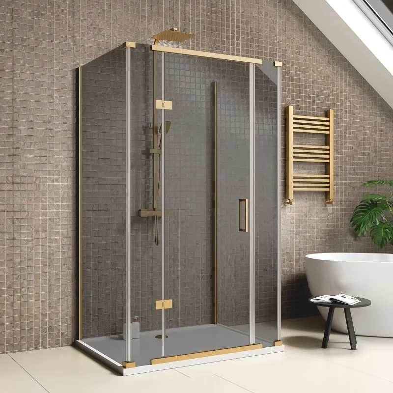 jasmine 3 sided shower suite with black 1000mm vanity unit wc toilet unit gold