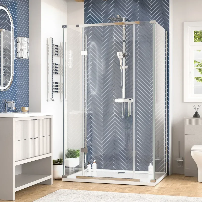 jasmine 3 sided shower suite with cashmere 1000mm vanity unit wc toilet unit chrome