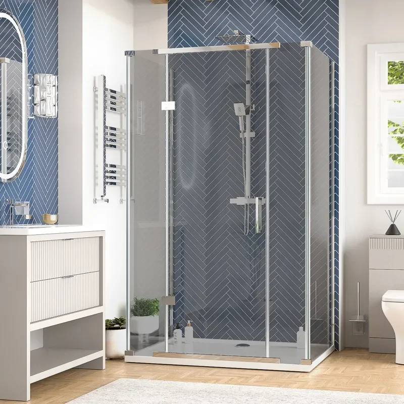 jasmine 3 sided shower suite with cashmere 1000mm vanity unit wc toilet unit chrome