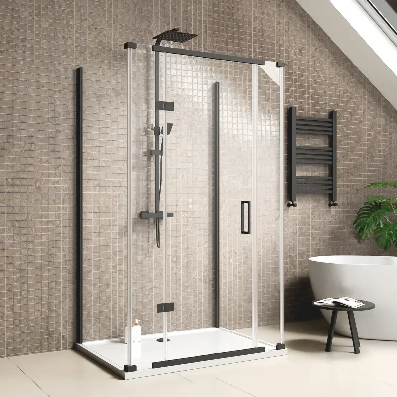 jasmine 3 sided shower suite with cashmere 1000mm vanity unit wc toilet unit black
