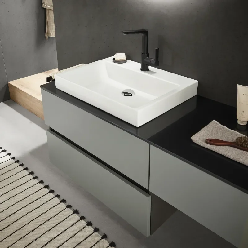Angled Top View of Laguna Platino 2 1600mm Vanity Basin Unit wit Quartz Worktop