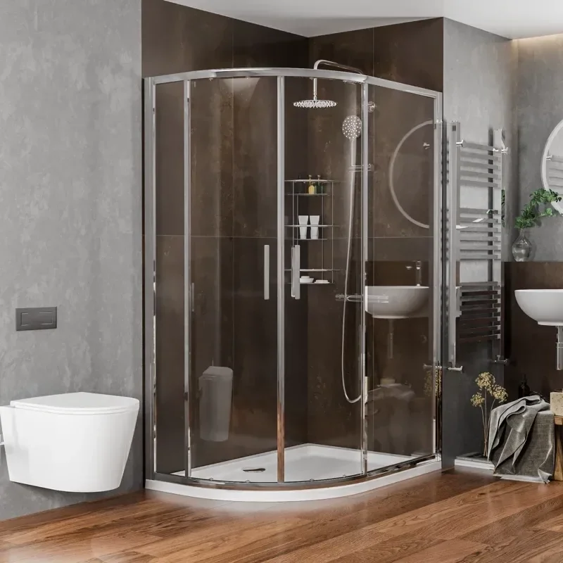radiant reduced height 1200 x 800 offset quadrant shower enclosure chrome