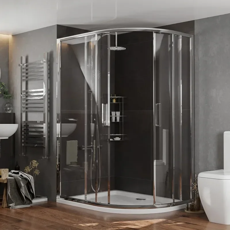 radiant reduced height 1200 x 900 offset quadrant shower enclosure chrome