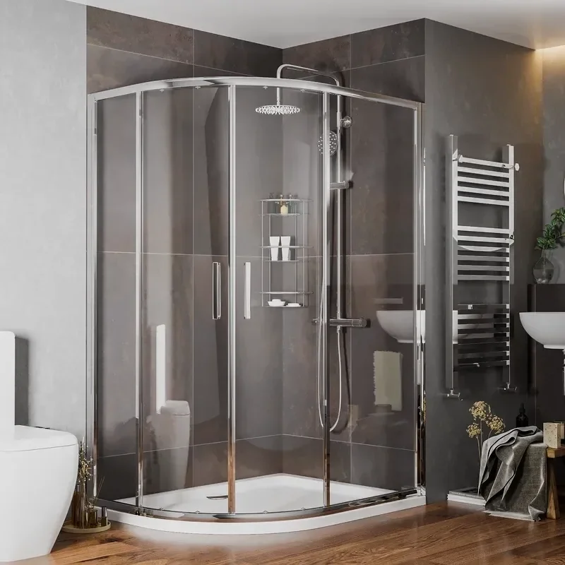 radiant reduced height 1200 x 900 offset quadrant shower enclosure chrome
