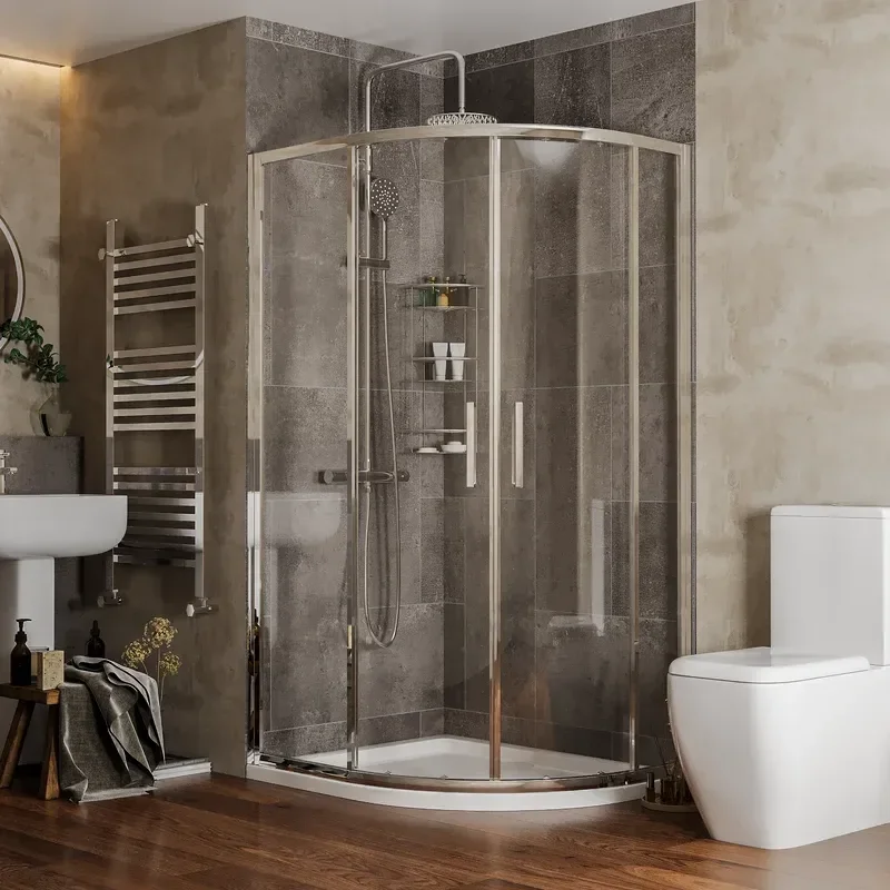 radiant reduced height 1000 x 800 offset quadrant shower enclosure chrome