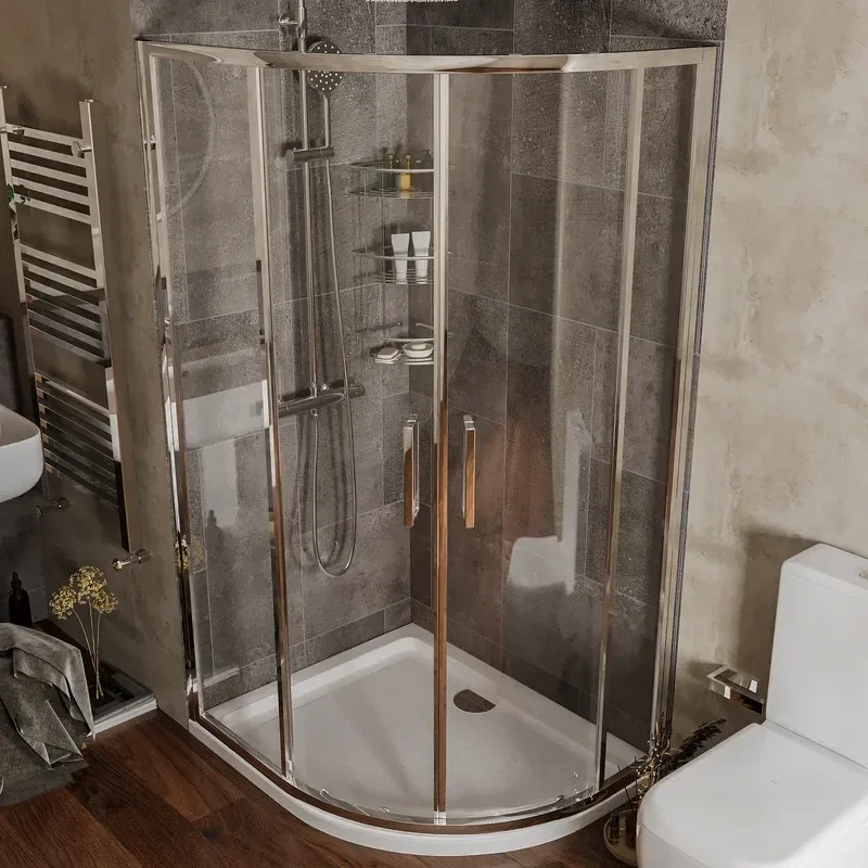 radiant reduced height 1000 x 800 offset quadrant shower enclosure chrome