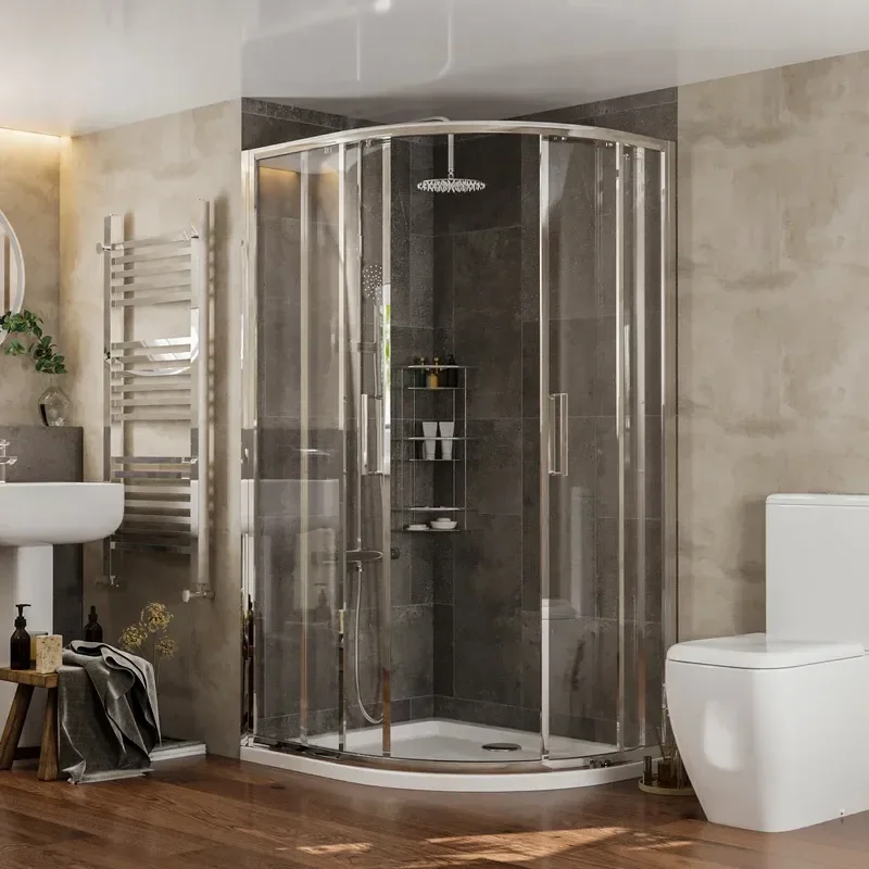 radiant reduced height 1000 x 800 offset quadrant shower enclosure chrome
