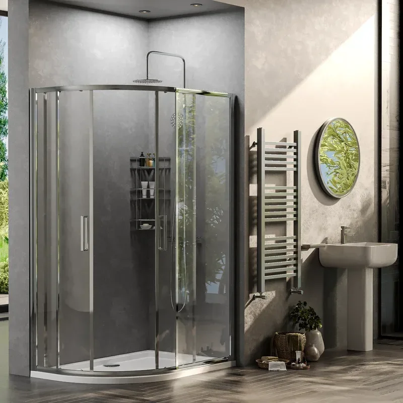 radiant standard height 1200 x 800 offset quadrant shower enclosure chrome
