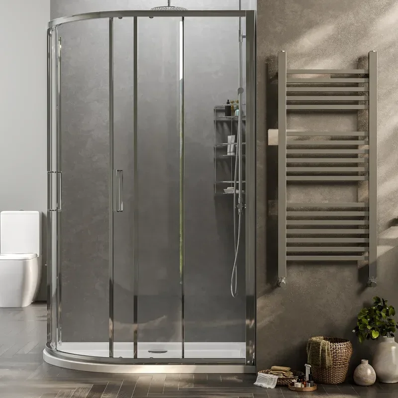 radiant standard height 1200 x 800 offset quadrant shower enclosure chrome