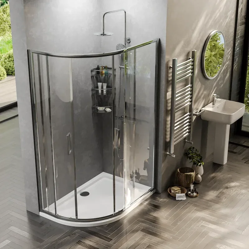 radiant standard height 1200 x 800 offset quadrant shower enclosure chrome