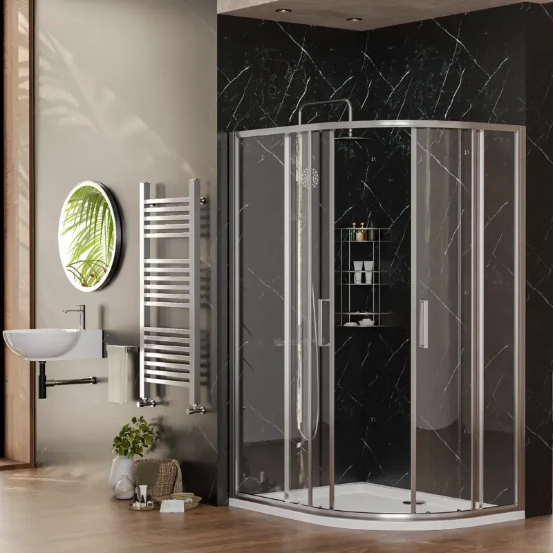 radiant standard height 1200 x 900 offset quadrant shower enclosure chrome