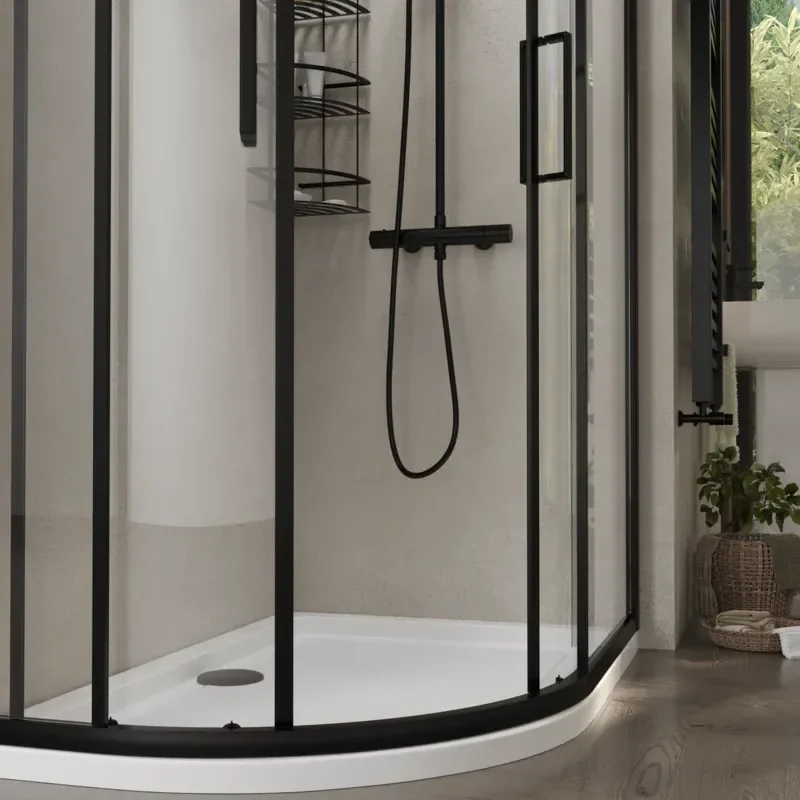 radiant standard height 1200 x 800 offset quadrant shower enclosure black